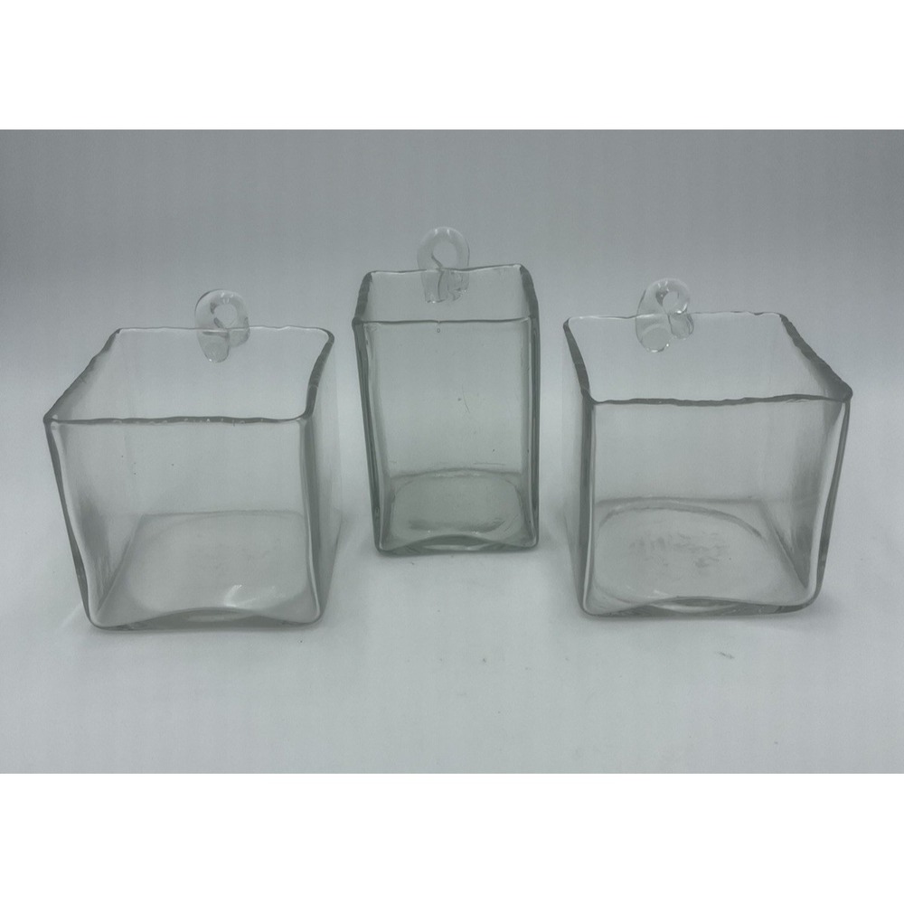 Set of 3 Handblown Hanging Glass Vases Karma Gifts Plant Cuttings Flower Display